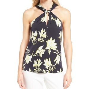 Classiques Entier Yellow Floral Halter Silk Top